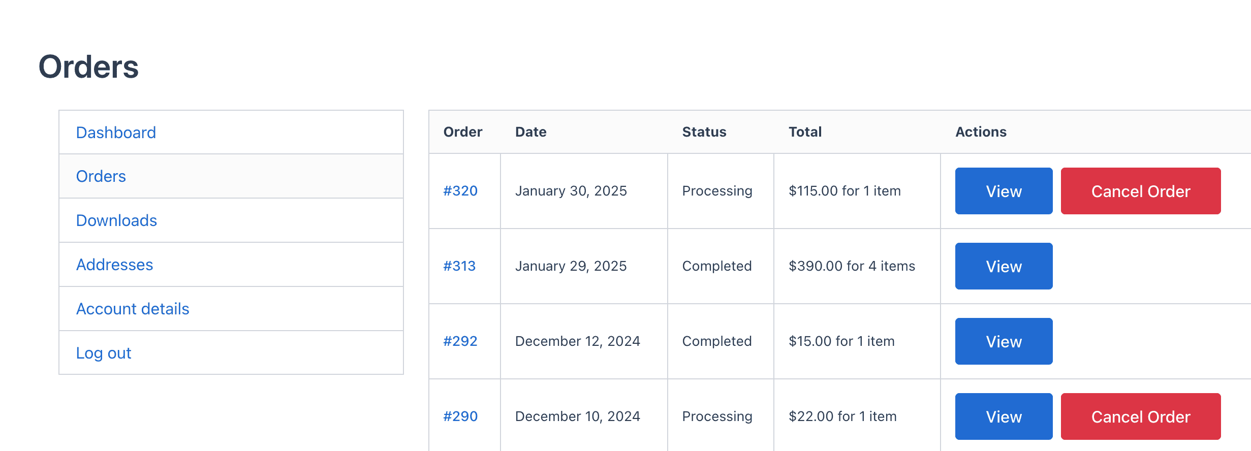 Display Cancel Order Button on Store