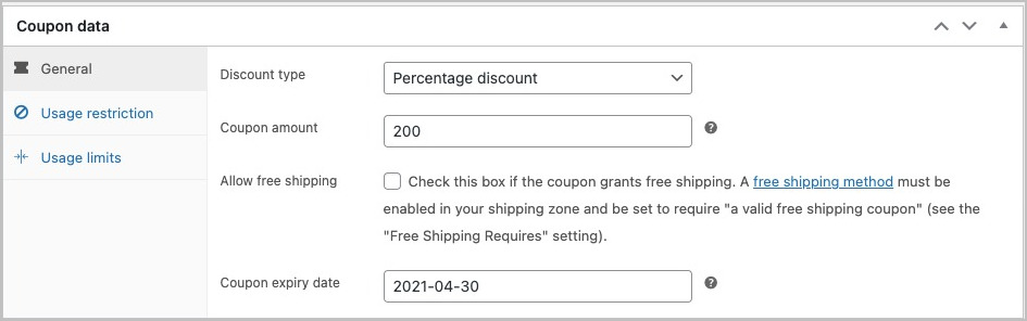 General - coupons in WooCommerce