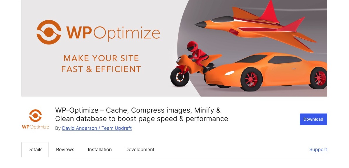 WP Optimize WordPress cache plugin