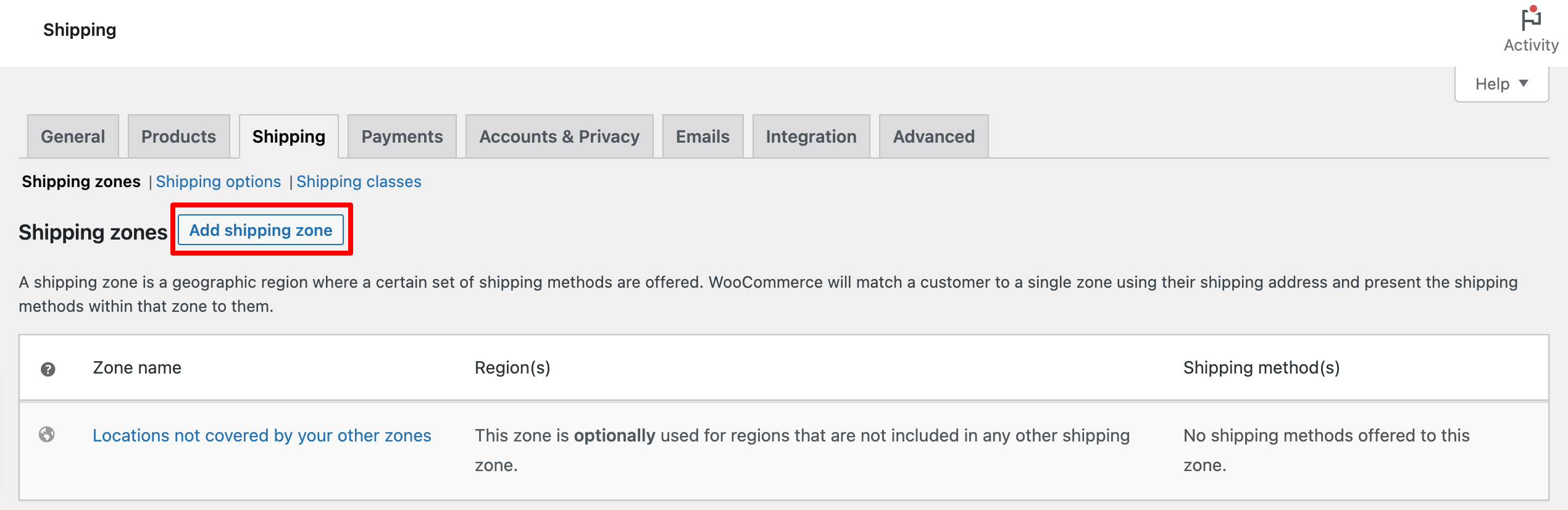 WooCommerce: Add Shipping Zone Button