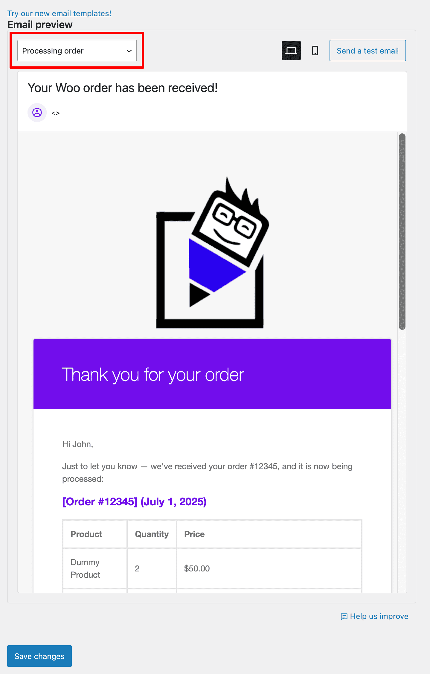 WooCommerce: Preview Email Layout Settings