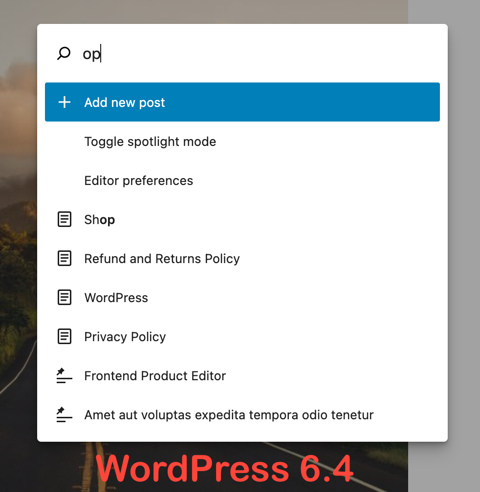 WordPress 6.4: Command Palette
