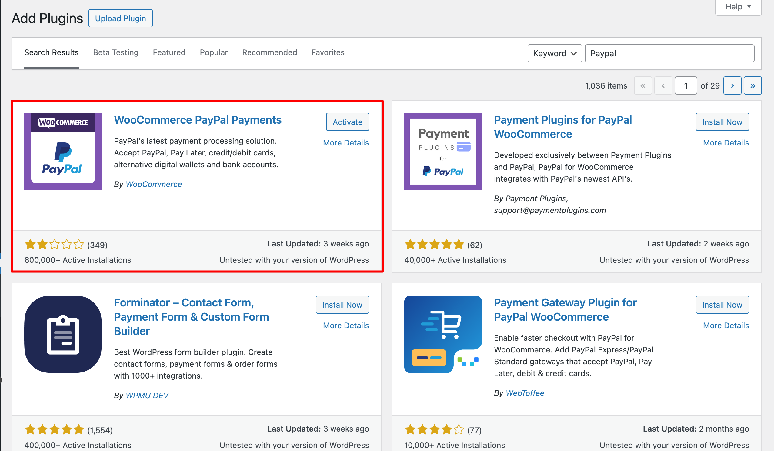 WooCommerce: Install PayPal Payment Plugin