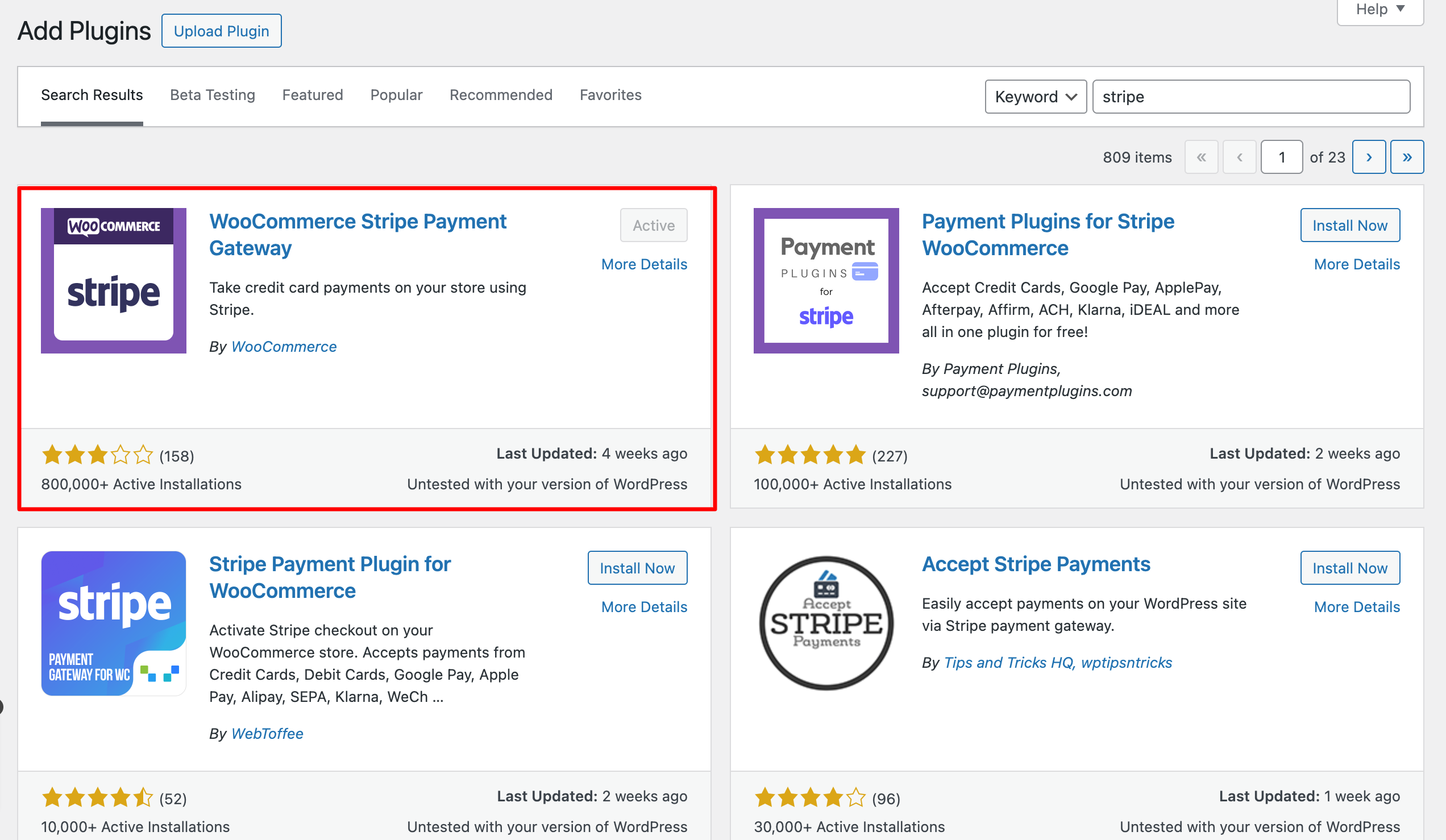 WooCommerce: Install Stripe Payment Gateway Plugin
