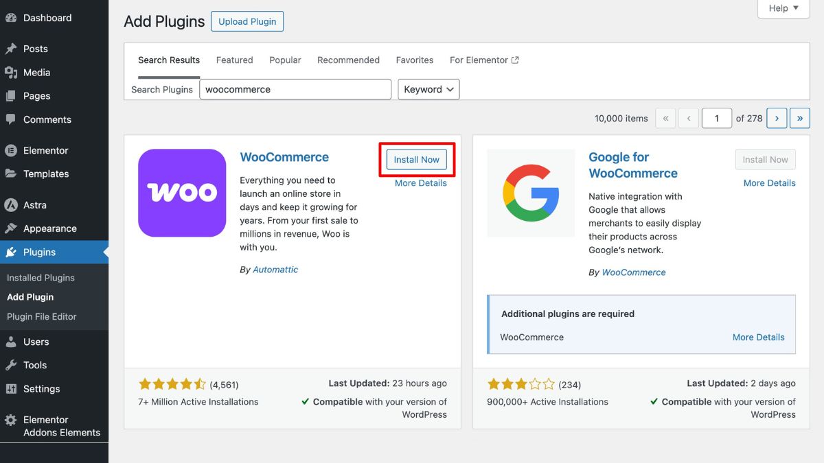 Install WooCommerce