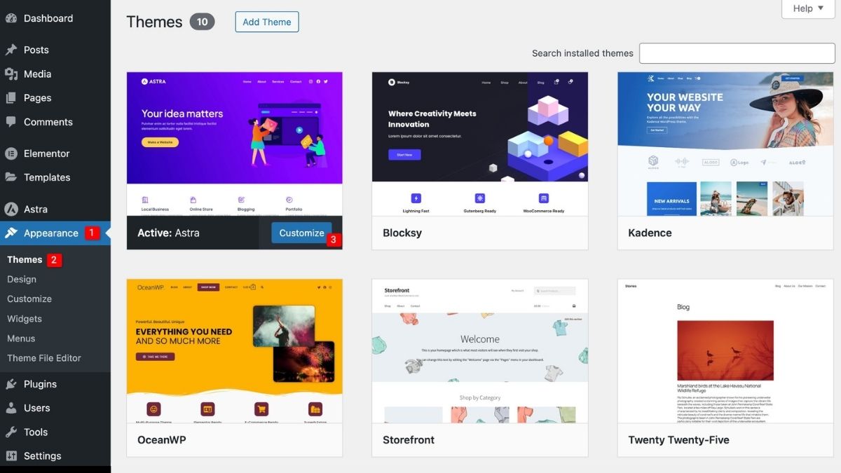 Installing Themes in WordPress