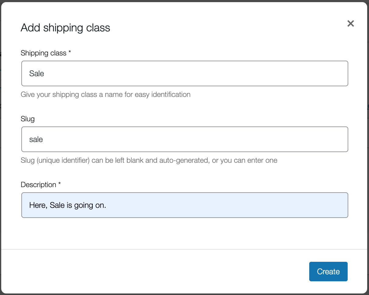 WooCommerce: Create Shipping Class