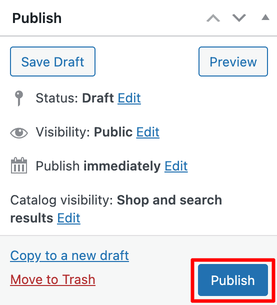 WooCommerce: Publish the Product