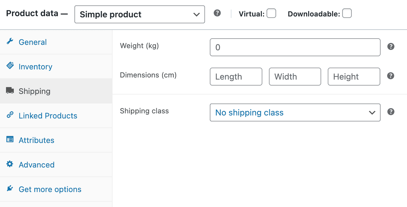 WooCommerce: Product Shipping Settings