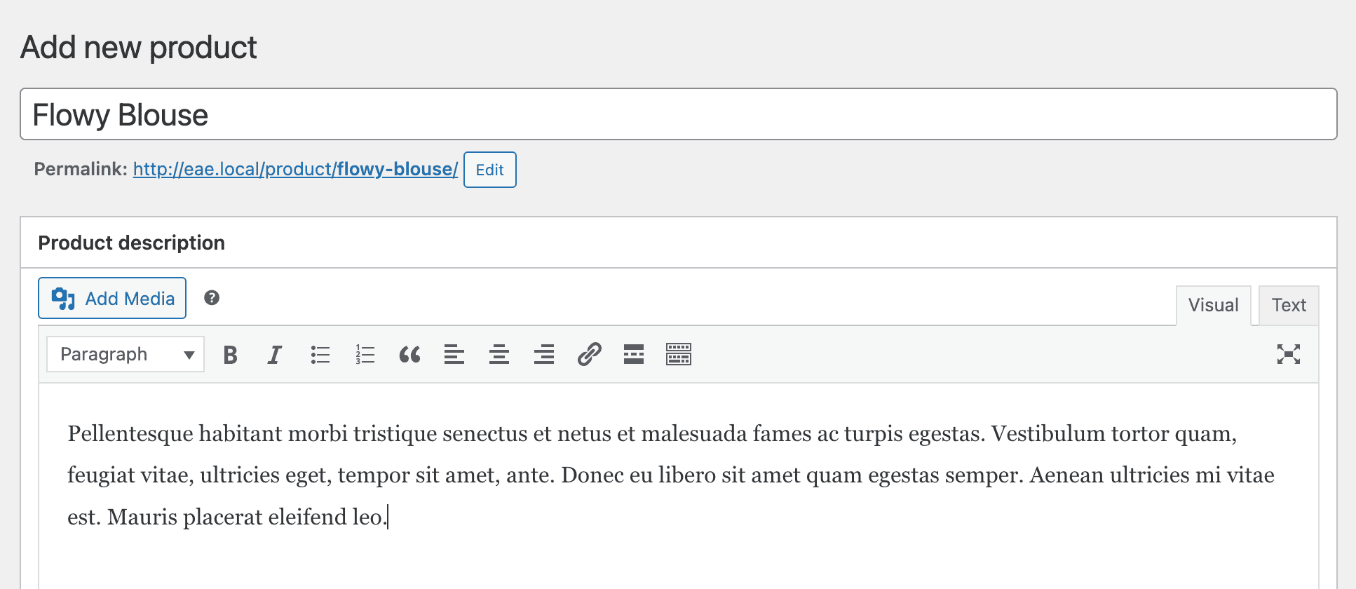 WooCommerce: Add Product Title & Description
