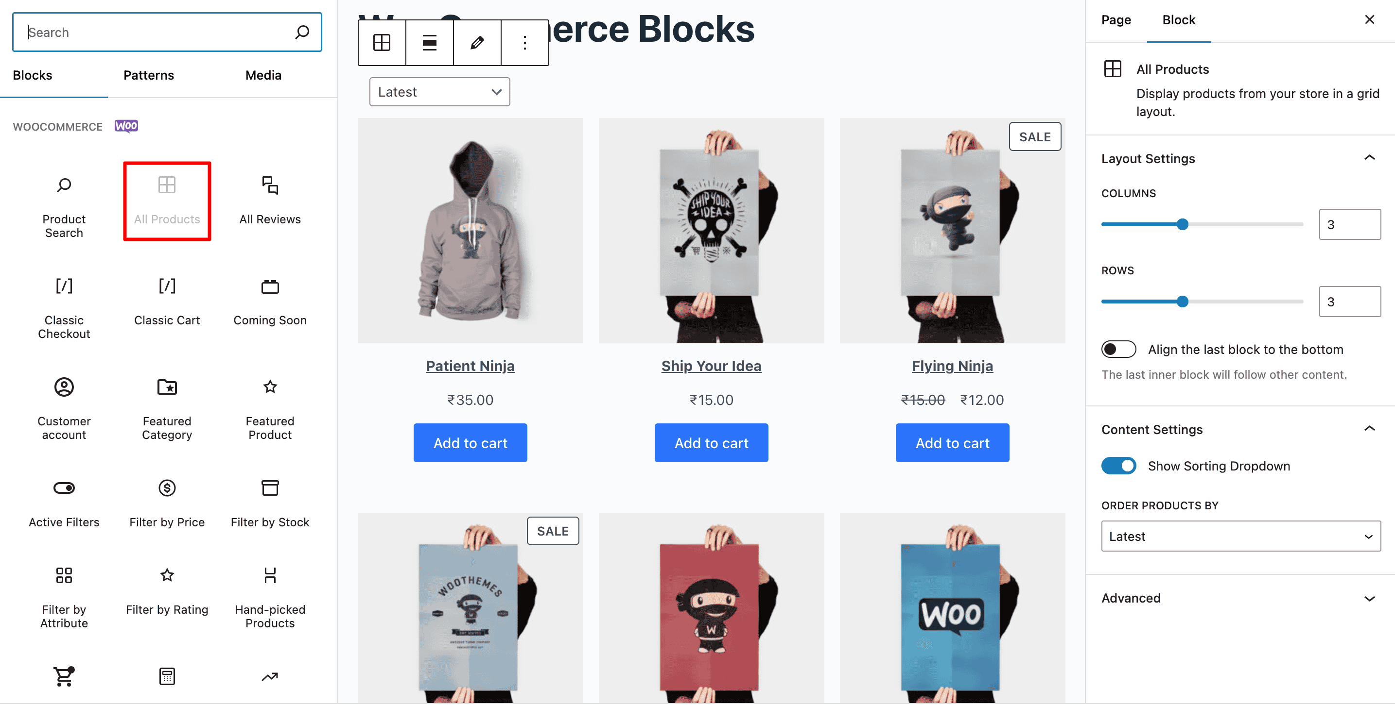 WooCommerce All Product Block