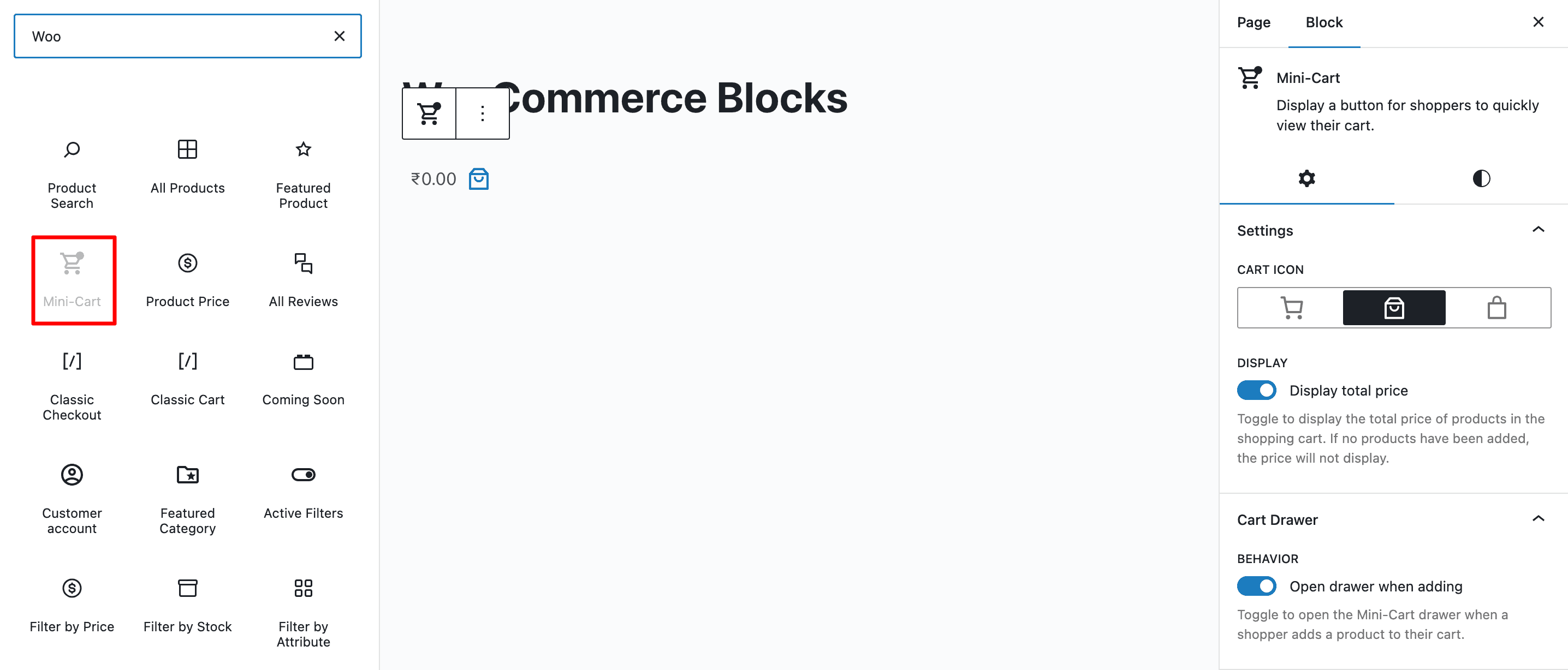 WooCommerce Mini Cart Block