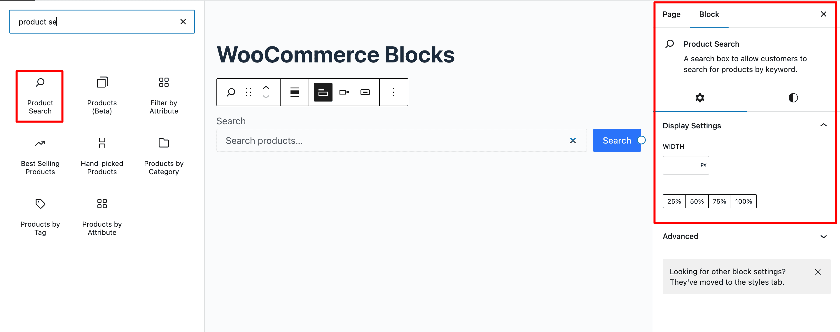 WooCommerce Product Search Block
