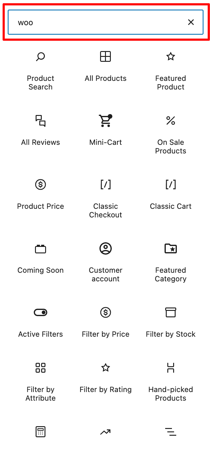 Search Woo to Find All WooCommerce Blocks