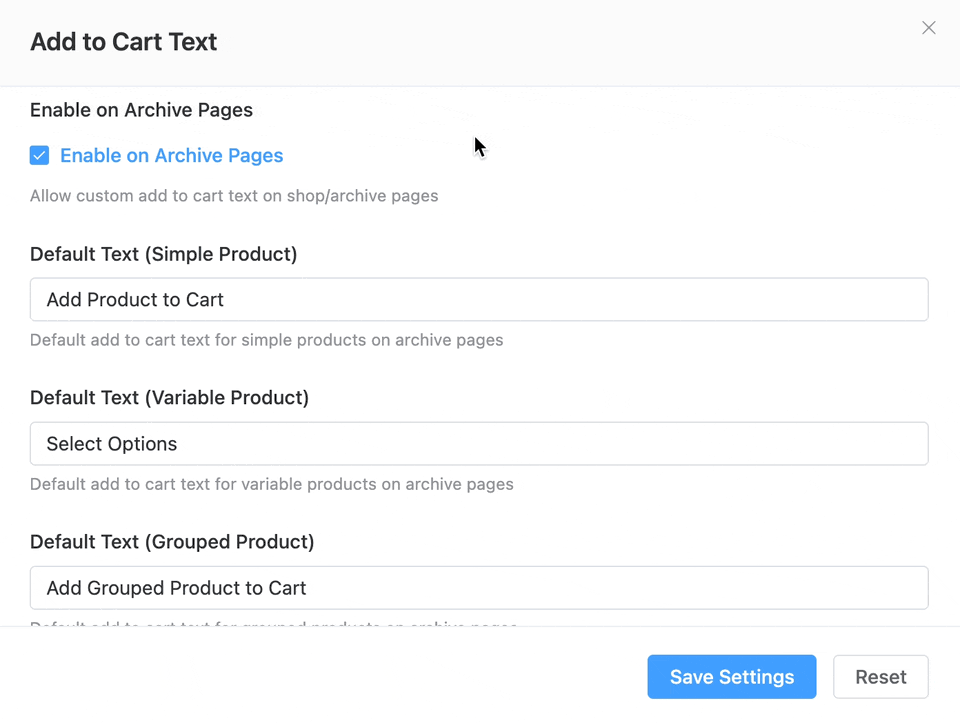 Swiss Knife : Enable Change Text On Archive Product Page