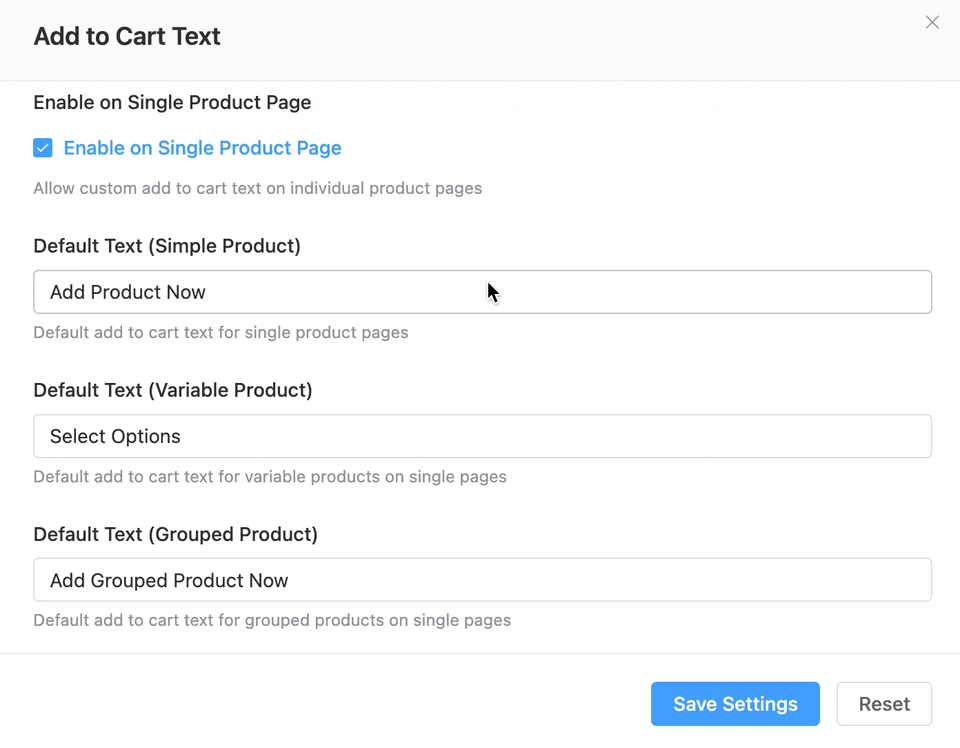 Swiss Knife : Enable Change Text On Single Product Page