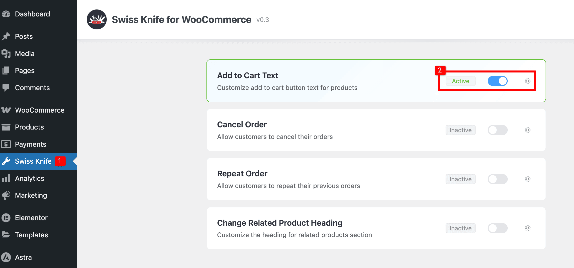 Swiss Knife : Enable Add to Cart Text Feature