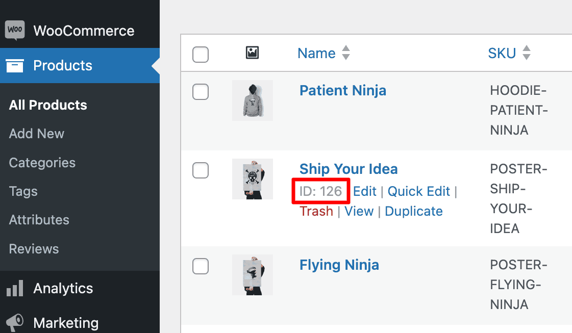Find WooCommerce Product ID