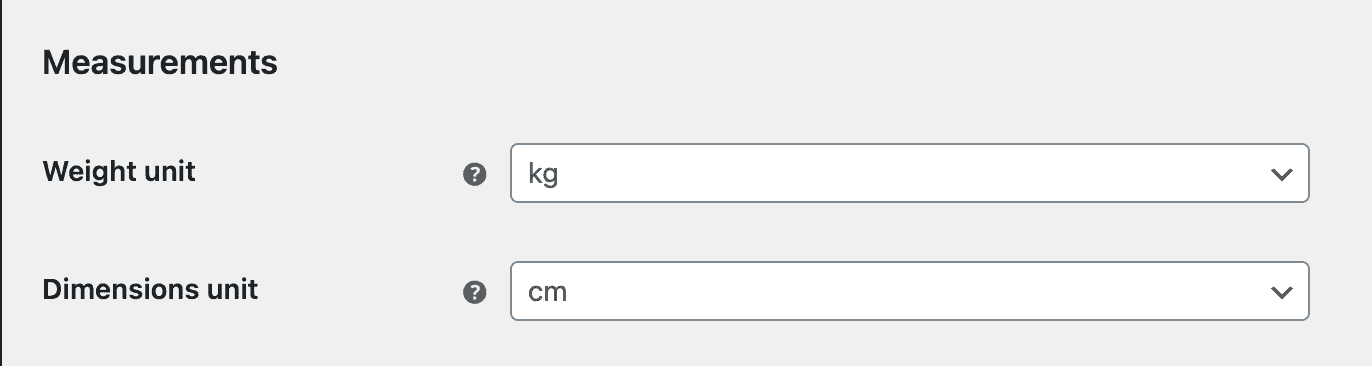 WooCommerce Measurements Settings