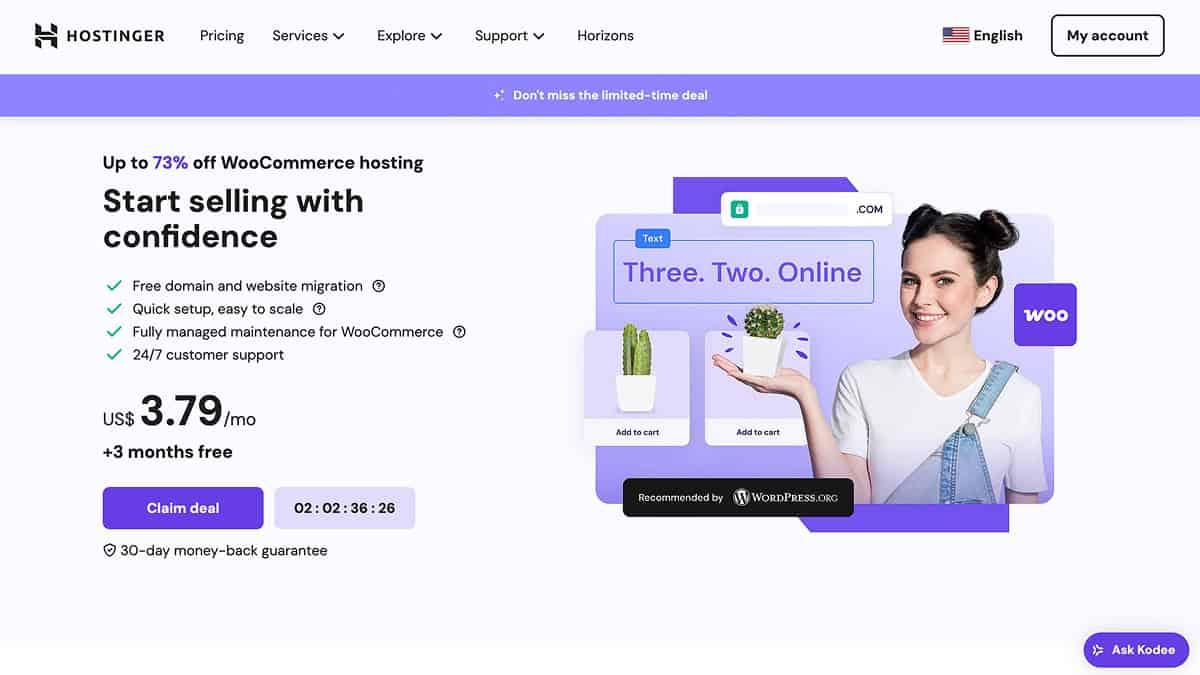 Hostinger woocommerce hosting