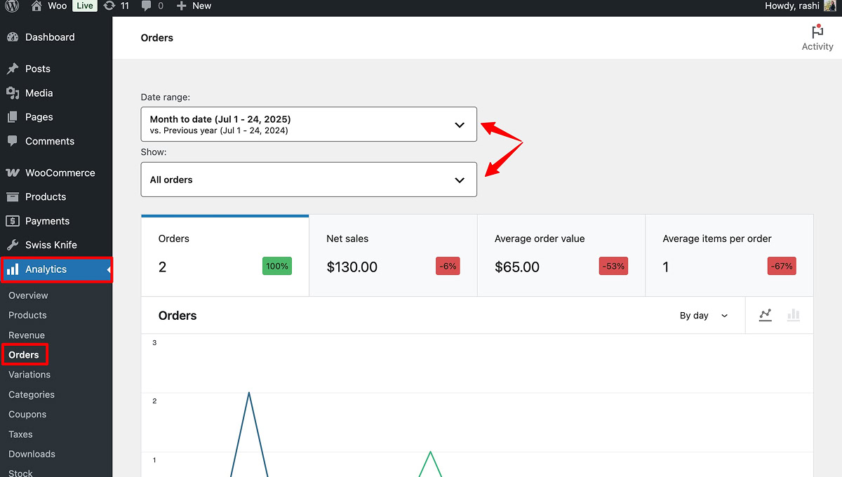 Navigate to WooCommerce Orders Steps
