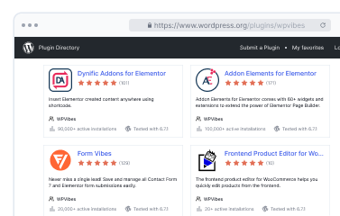 WordPress plugins by WPVibes showcasing quality, reliability, and trusted solutions