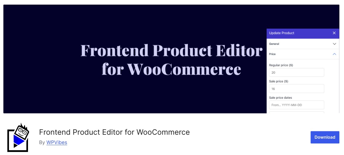 Install Frontend Product Editor for WooCommerce from WordPress.org