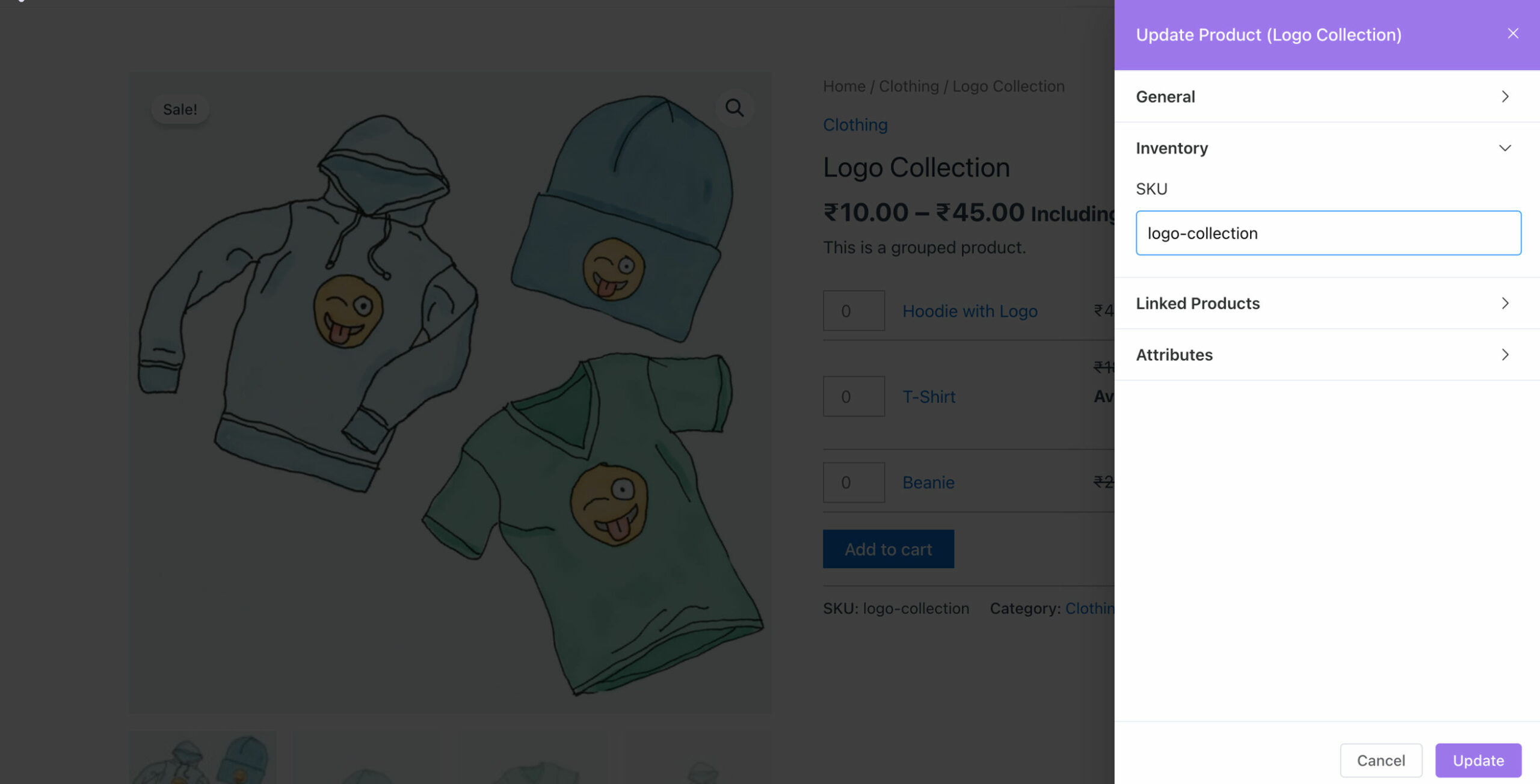 Frontend Product Editor: Grouped Product Inventory Settings