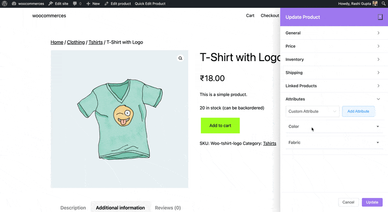 Frontend Product Editor: Product Attributes Settings