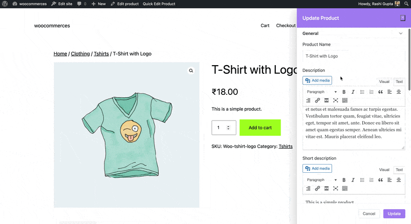 Frontend Product Editor: Edit Simple Products General Settings