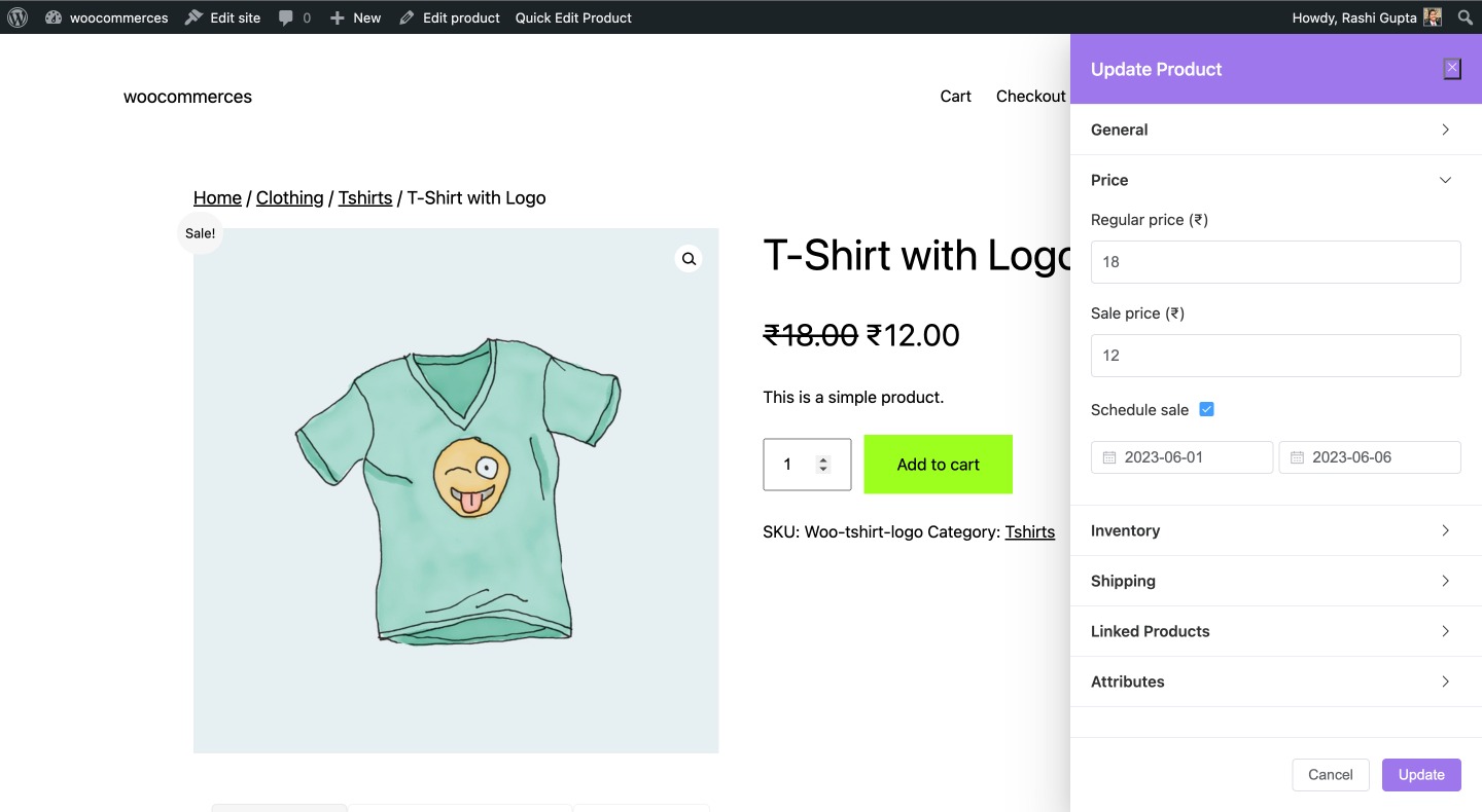 Frontend Product Editor: Product Price Settings