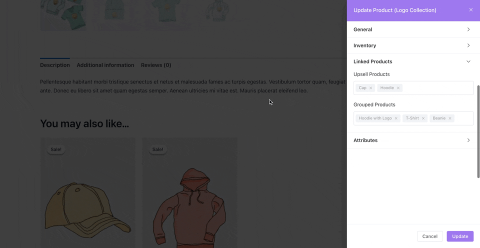 Frontend Product Editor: Grouped Product Linked Product Settings