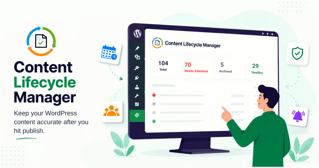 Content Lifecycle Manager dashboard inside WordPress.