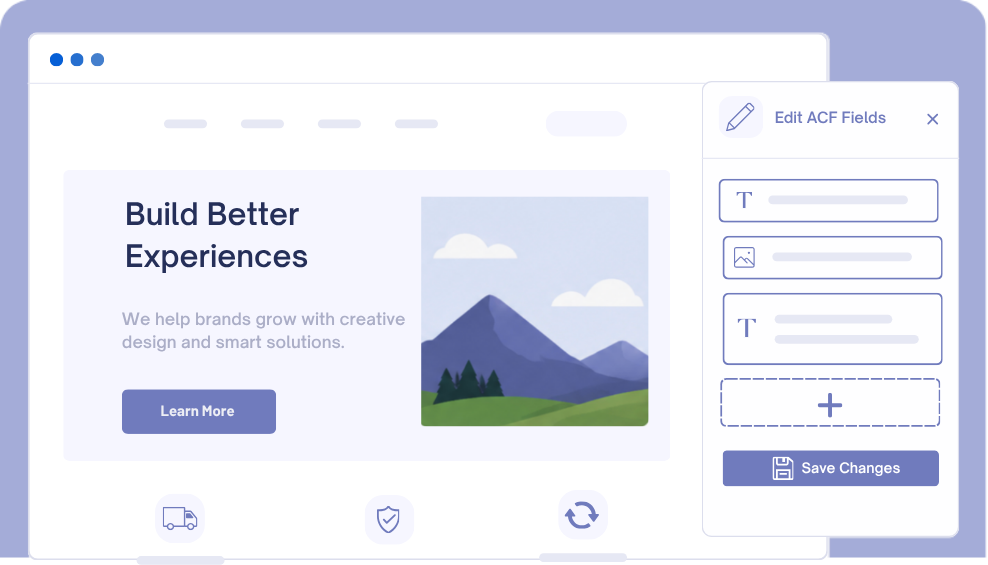 WordPress Frontend Editor ACF plugin with a live frontend custom field editing interface.