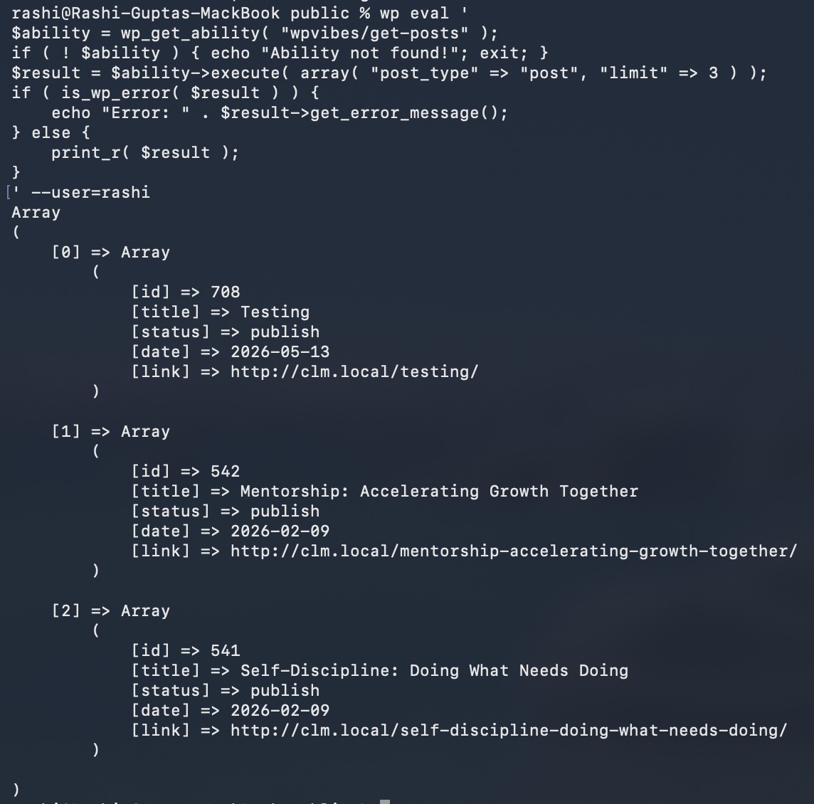 Test Ability Using WP-CLI Command