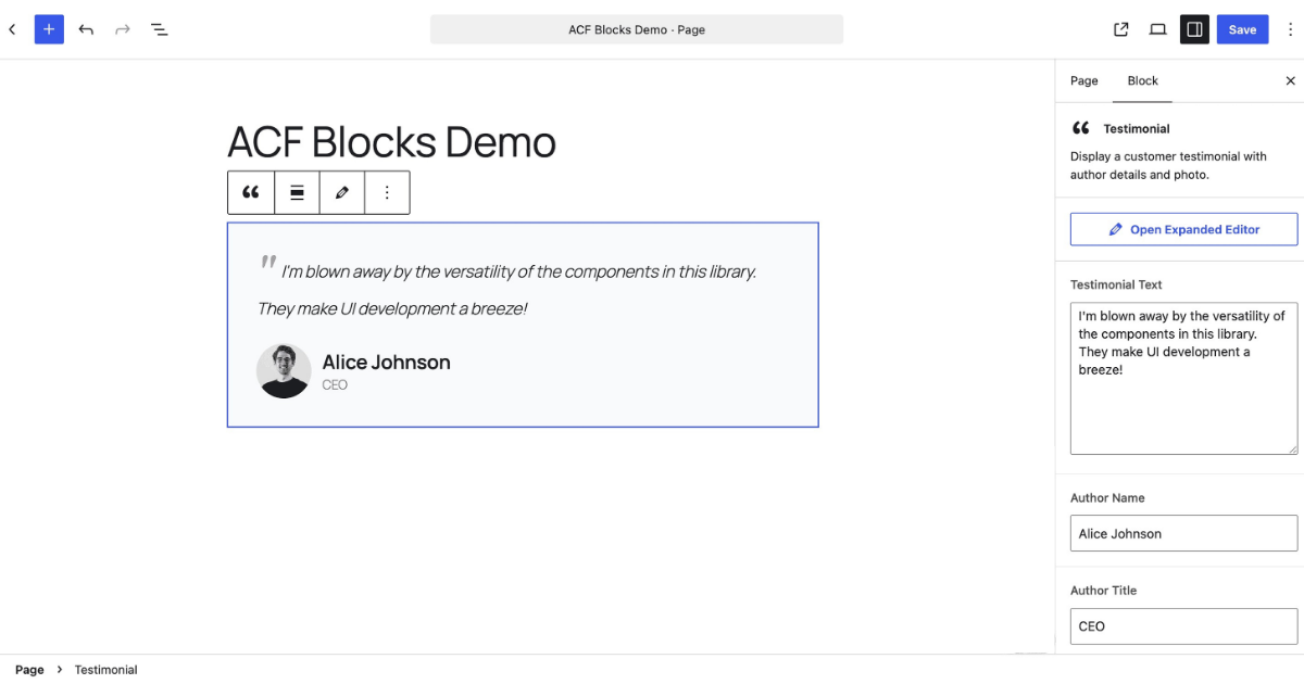 Testimonial field group with all 4 fields and location rule visible