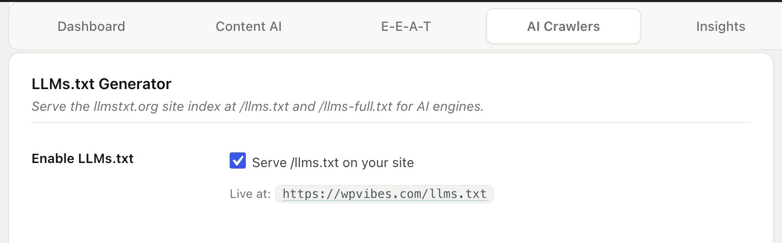 Enable llms.txt in RankReady Plugin for WordPress