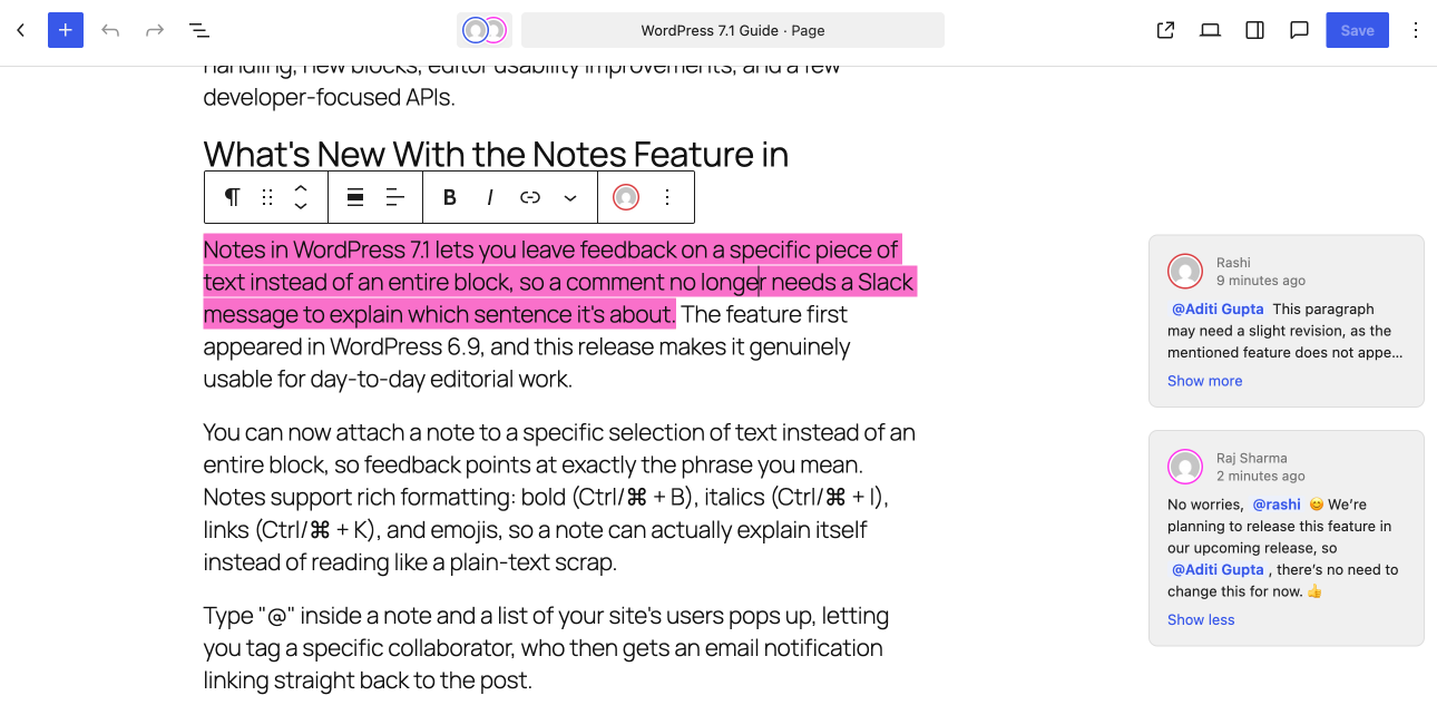 Multiple Users Added Notes on Particular Line or Whole Para 