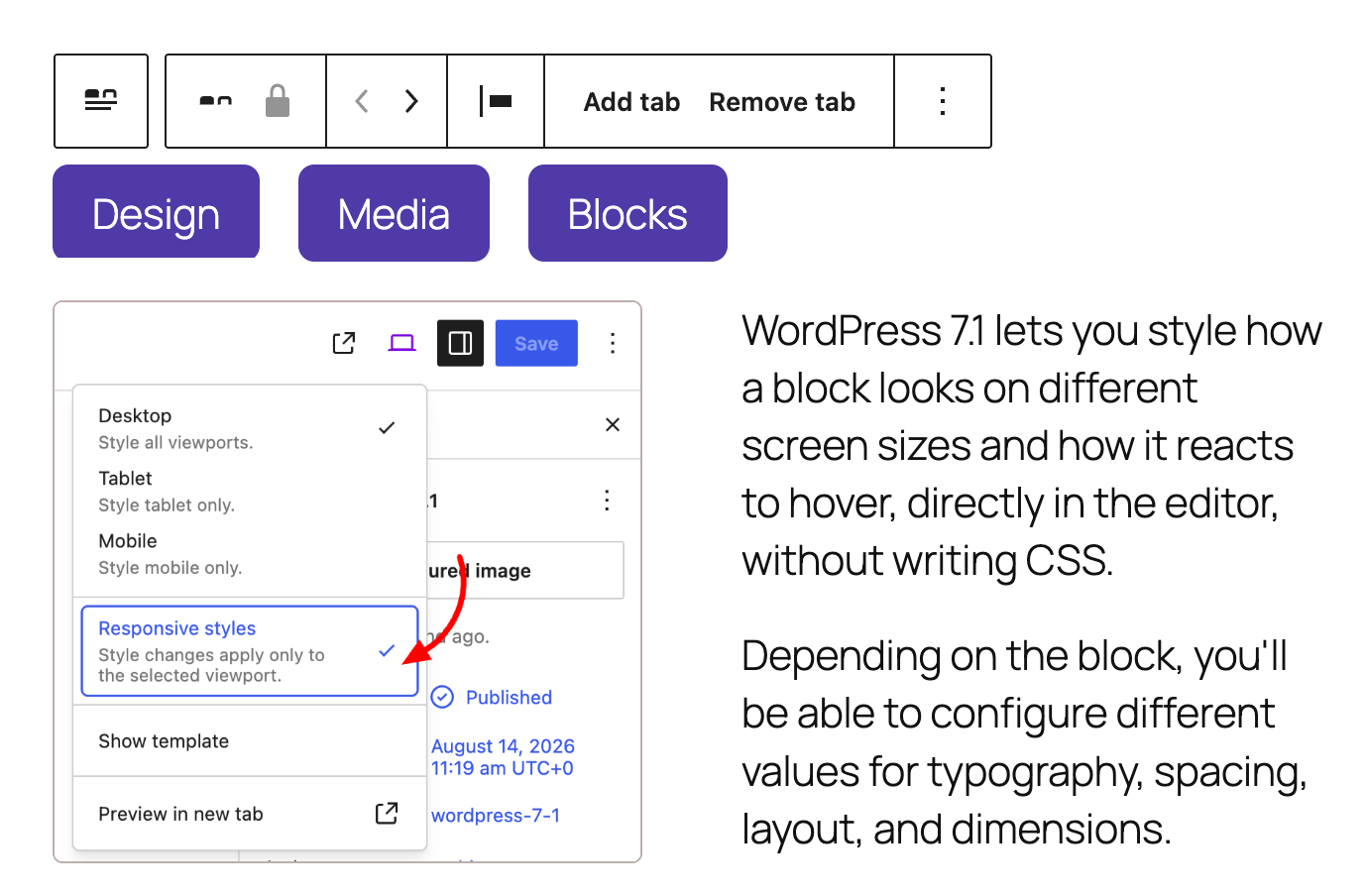 New Tabs Blocks In WordPress 7.1