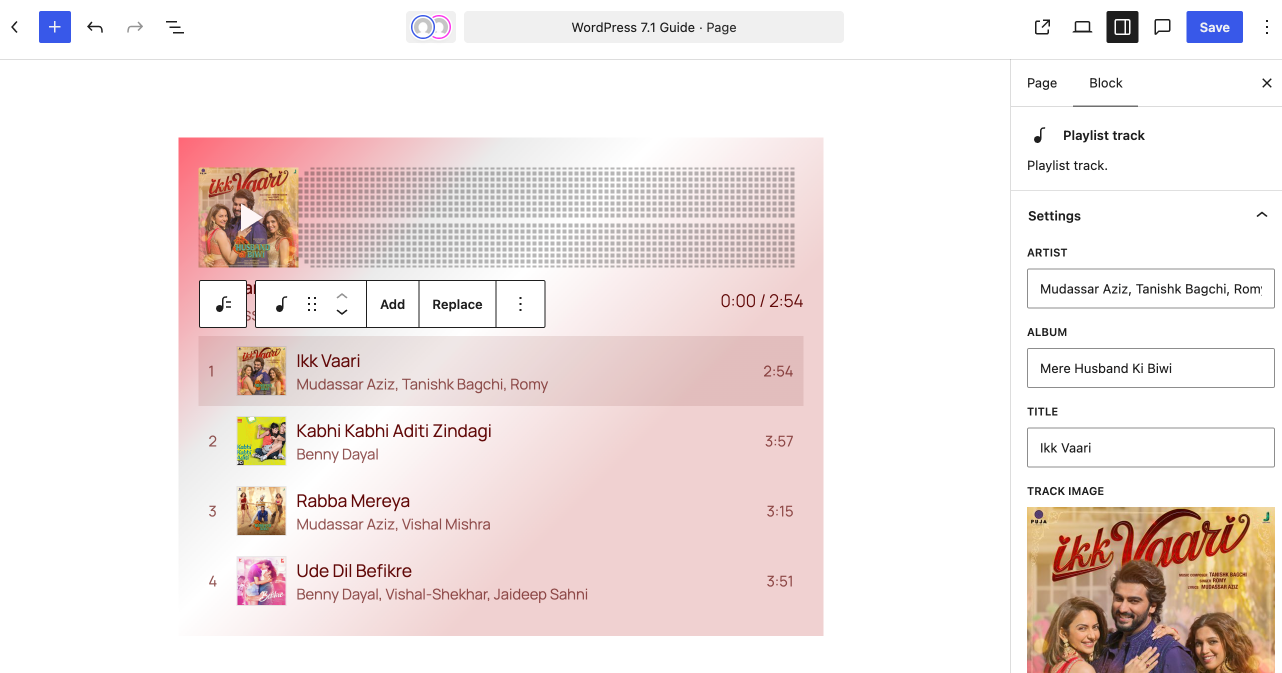 Playlist Block Playlist Track Settings In WordPress 7.1